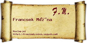 Francsek Mína névjegykártya